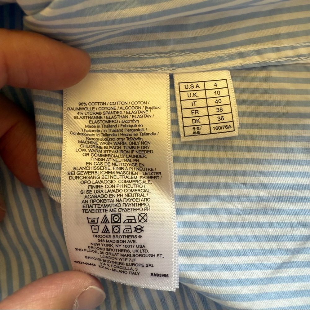 💙 Brooks Brothers Red Fleece Blue & White Stripe Button-Up Shirt – Size 4 - Picture 6 of 7